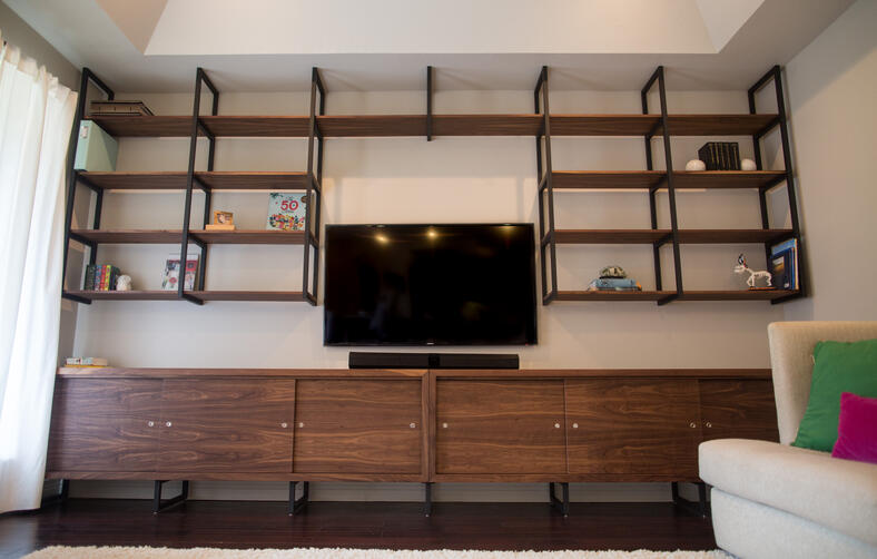 Mid-century walnut entertainment credenza cabinets I helped my friend Jeremy (Tallgrass Carpentry) build for a living room in Norman, OK. I really enjoyed working on this project! (2016)