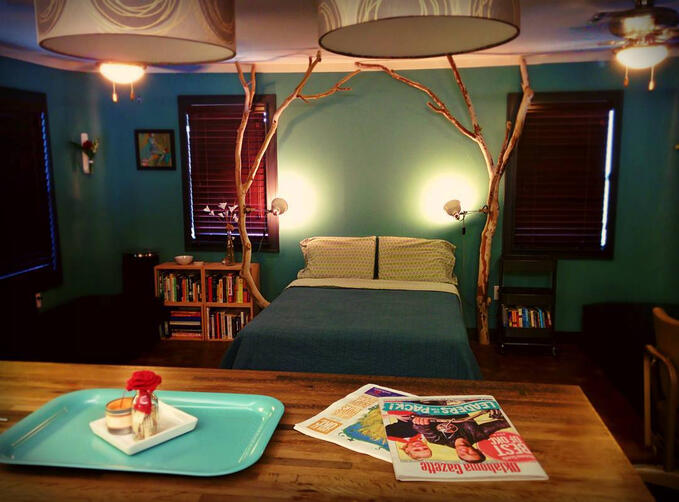 I view of an earlier iteration of my studio apartment, complete with fallen sycamore branches found in the neighborhood following a storm. (2011)