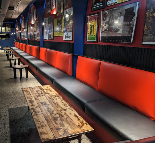 A local bar was under new ownership and renovations. A friend was to do the new upholstery for the bar seating. But first they needed the existing bench structure modified and moved away from the wall. I was hired for that task. (2022)