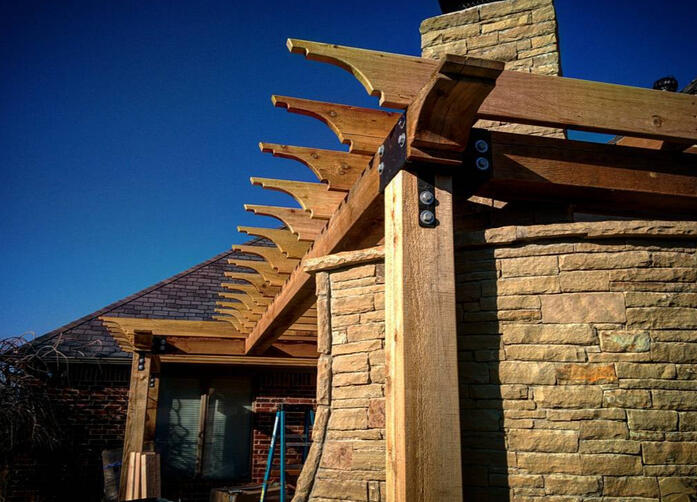 Assisting my friend Jeremy Miller with a large backyard patio and outdoor kitchen pergola in Norman. (2015)