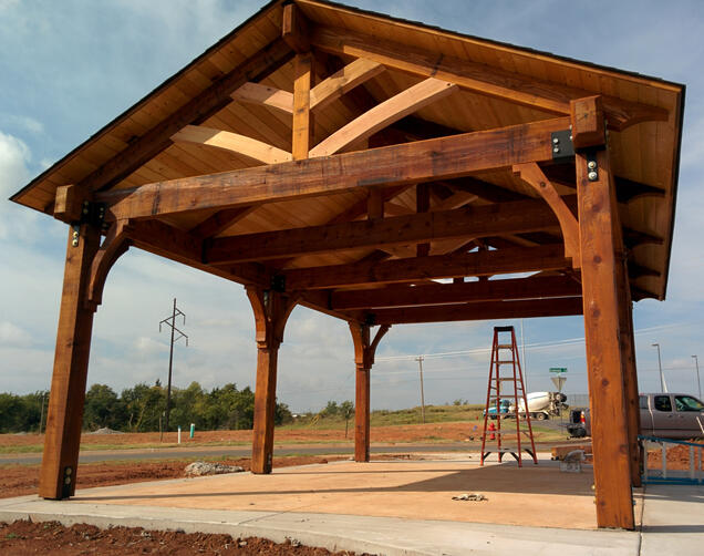 This is another Jeremy Miller Tallgrass Carpentry project I assisted with. Cedar pavilion in Norman, OK. (2014)