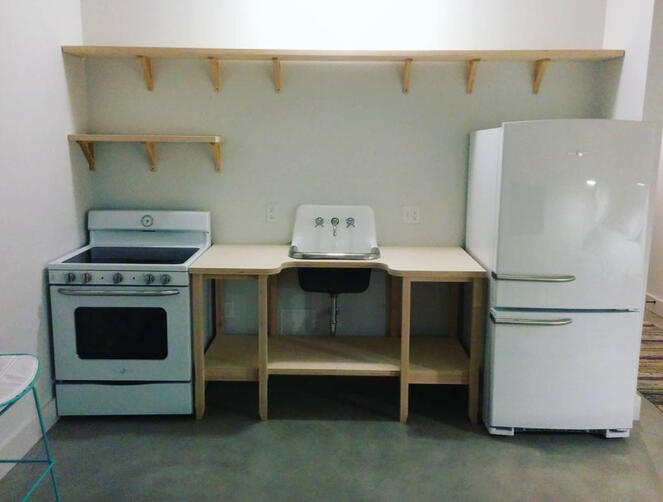 Maple and baltic birch kitchen cabinetry for a friend's backyard Airbnb studio rental. (2016)
